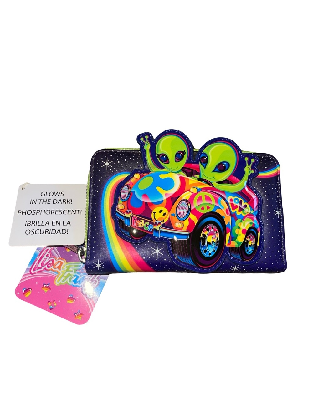 NWT Loungefly Lisa Frank Cosmic Alien Ride Glow In The Dark Wallet